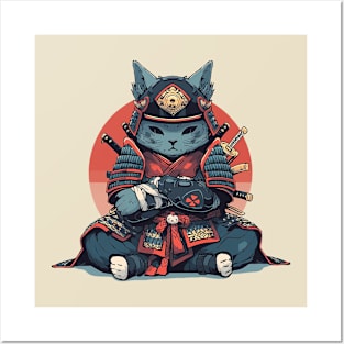 samurai cat Posters and Art